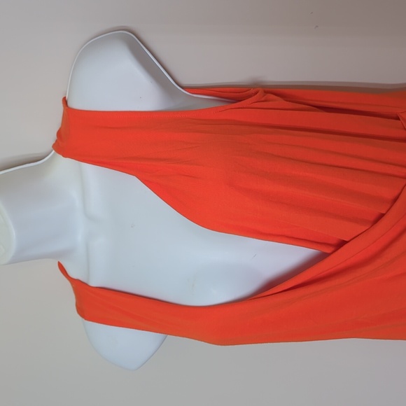 Saks Fifth Avenue Black Label Orange Plunge Neck Sleeveless Blouse Size M - Picture 4 of 9
